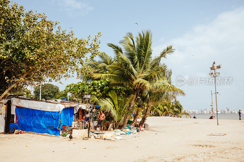 印度孟买的Girgaum Chowpatty海滩